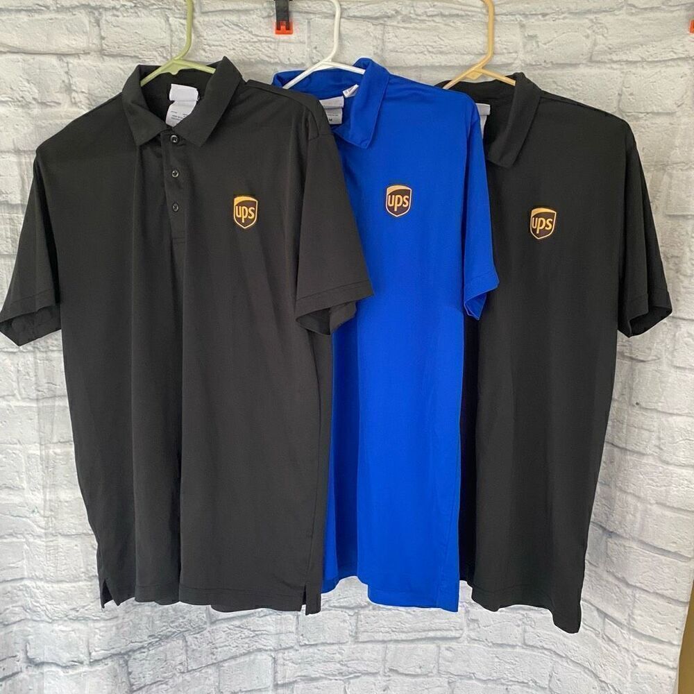 Wear Guard men M 3 button dri wear short sleeve polo bundle of 3 black & blue